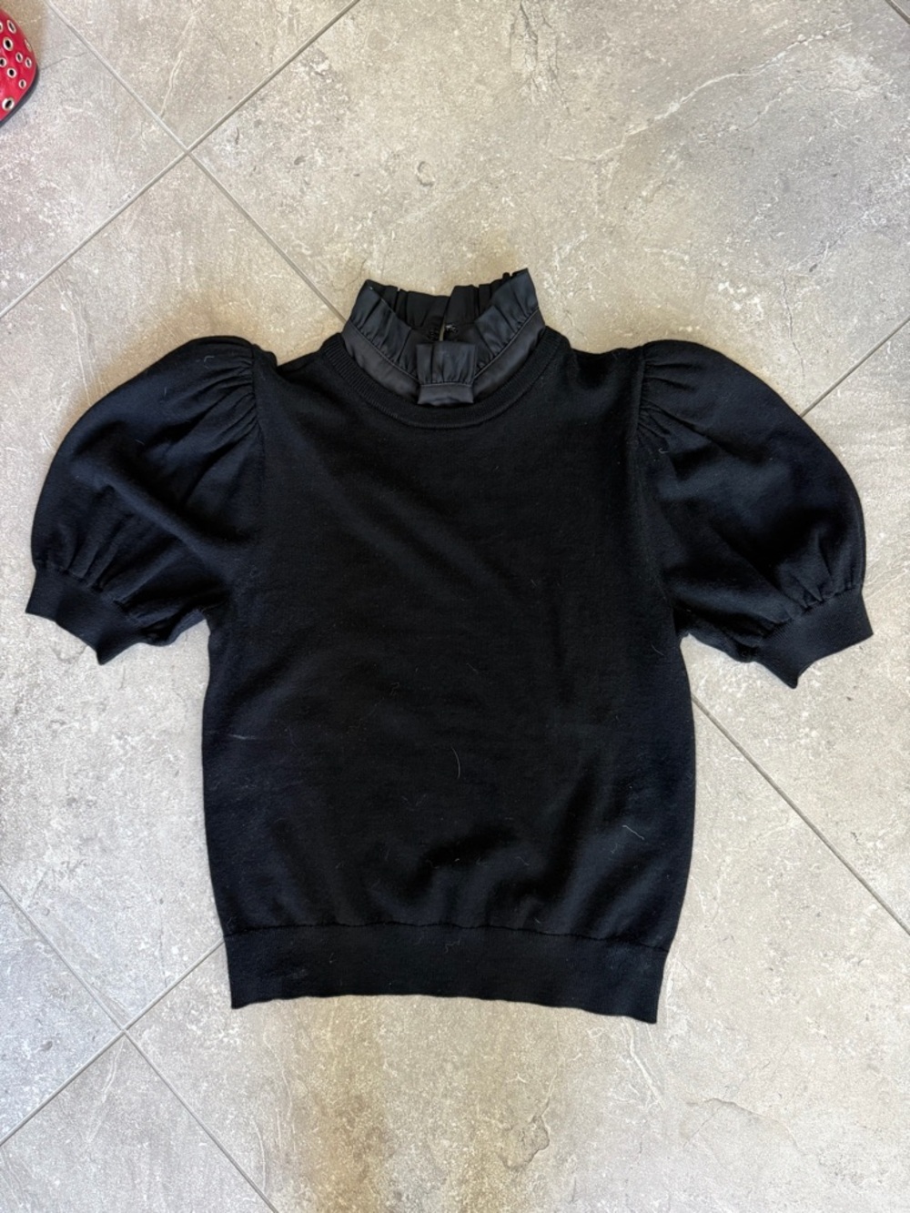 Alice + Olivia Chase Puff Sleeve Top Wool Sz Medium - Picture 2 of 9